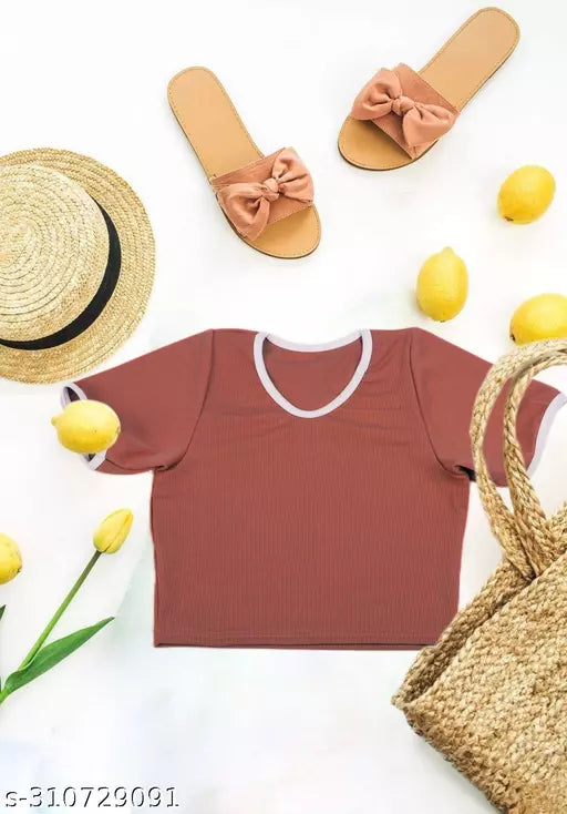 Women's Solid Cotton Rib Knit Crop Tank Top