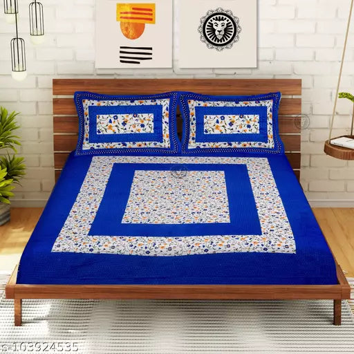 Double Pure Cotton Bedsheet With 2 Pillow Covers