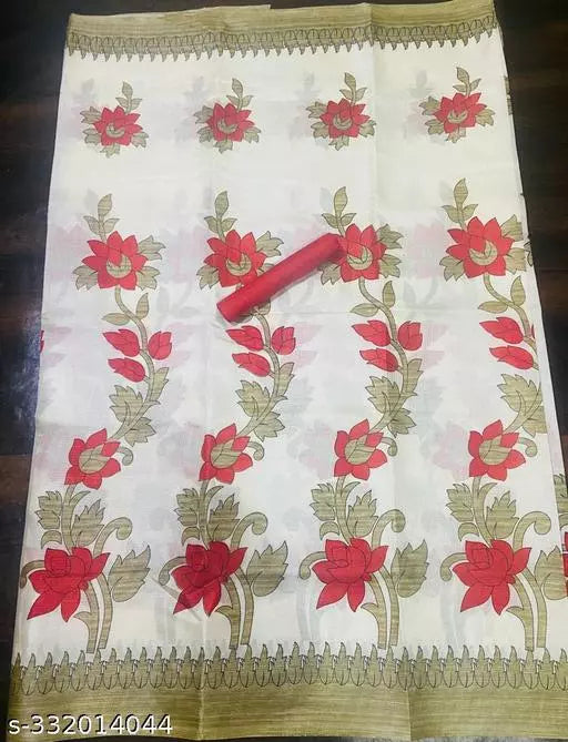 LIGHT WEIGHT FLORAL PRINTED KHADI SILK BLENDED SAREE