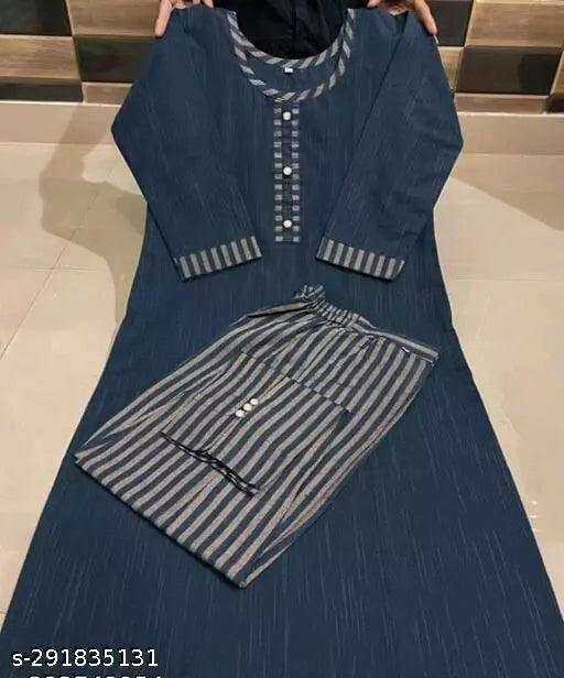 SD Textiles Women Self Design Khadi Cotton A-line Kurta Cotton Kurti And Pants Set