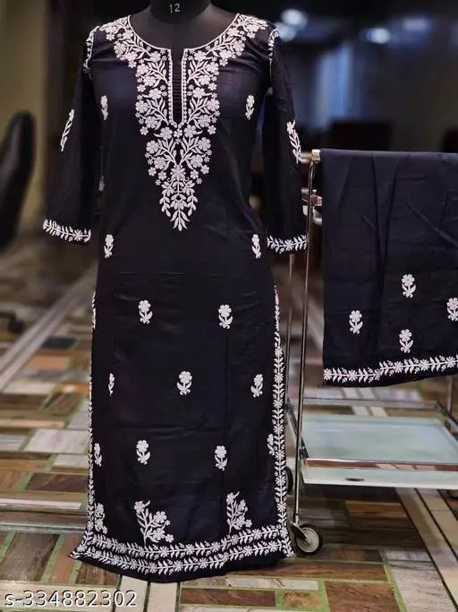 RAYON BEST FULL CHIKANKARI WORK KURTI WITH PLAZZO