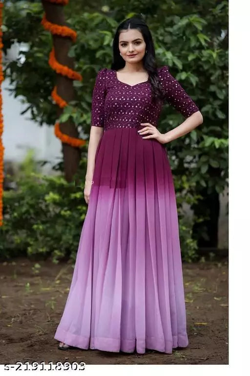 Embroidery Tie and Dye Maxi kurti  Gown
