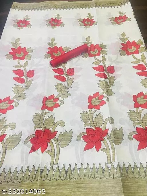 LIGHT WEIGHT FLORAL PRINTED KHADI SILK BLENDED SAREE