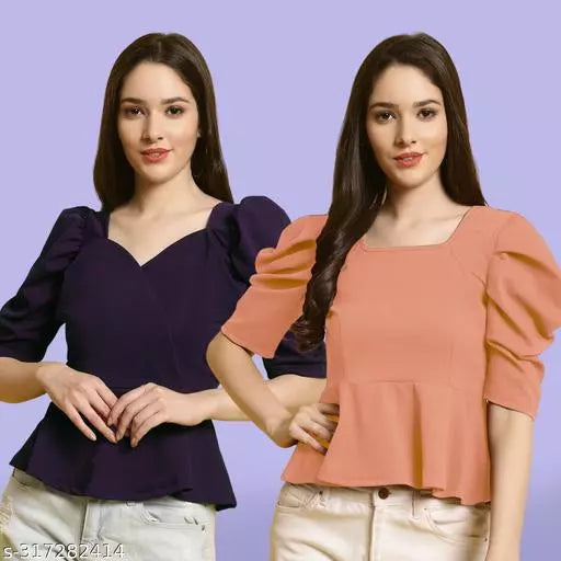 Clasic Casual Fashion Forward Women's Tops - Pack of 2