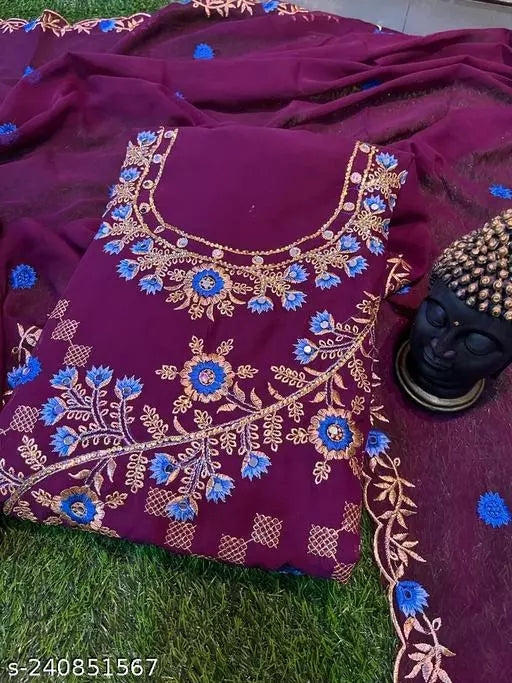 New Fancy Georgette Top Trending Suit Party Wear Unstiched Salwar Suit And Dress Materials