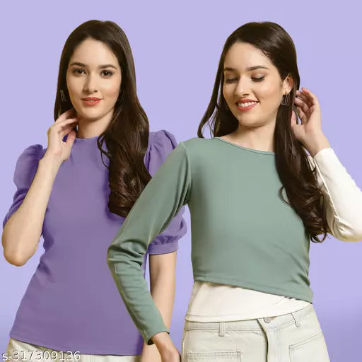 Clasic Casual Fashion Forward Women's Tops - Pack of 2