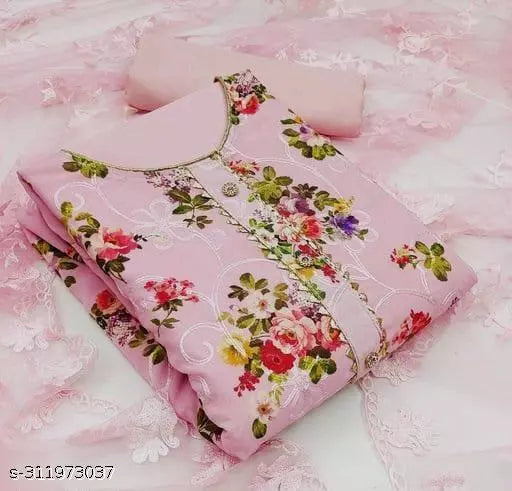 Patiala Georgette Unstiched Print Work womens Salwar Suit Unstitched Dress Material Look gorgeous by wearing this salwar suit dress material with dupatta