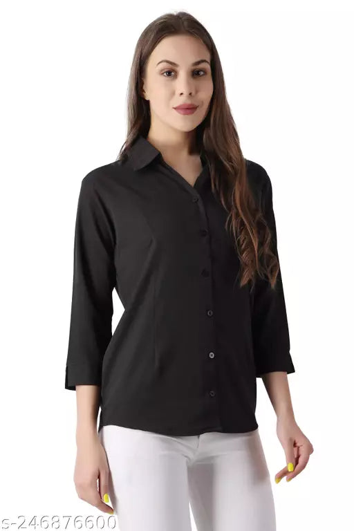 Womens Slim Fit 3/4 Sleeve Poplin