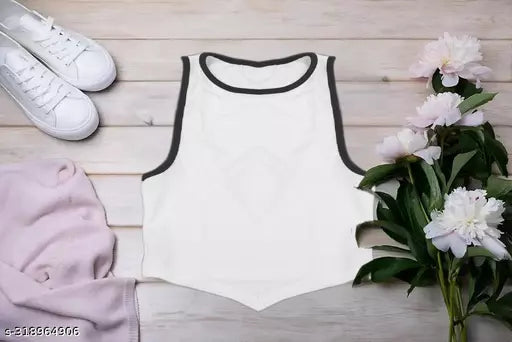 Women's Solid Cotton Rib Knit Crop Tank Top