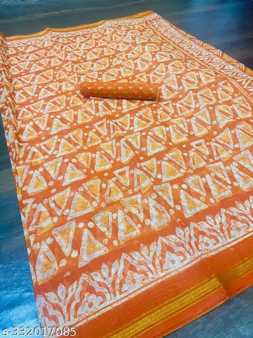 TRIO PRINTED COTTON BLENDED SAREE