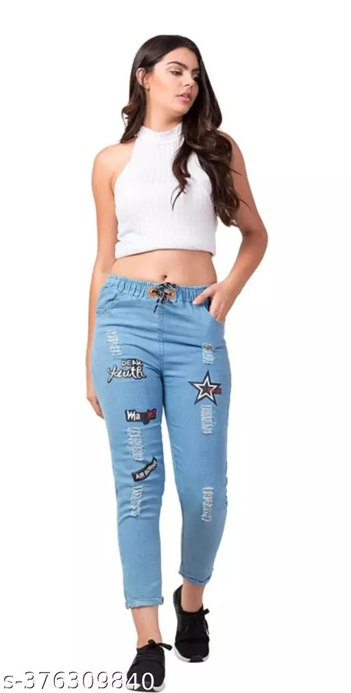 Printed women aqua blue pajama