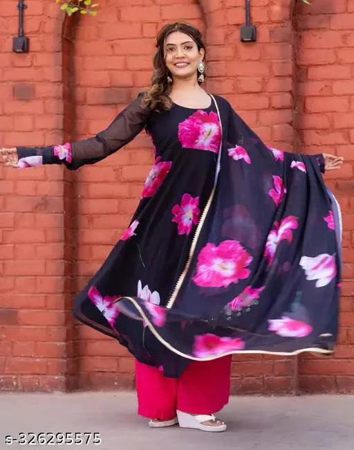 WOMEN ORGANZA GOWN WITH DUPTTA