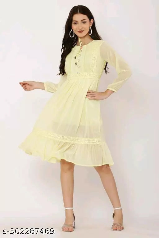 Yellow Georgette Dress Kansai