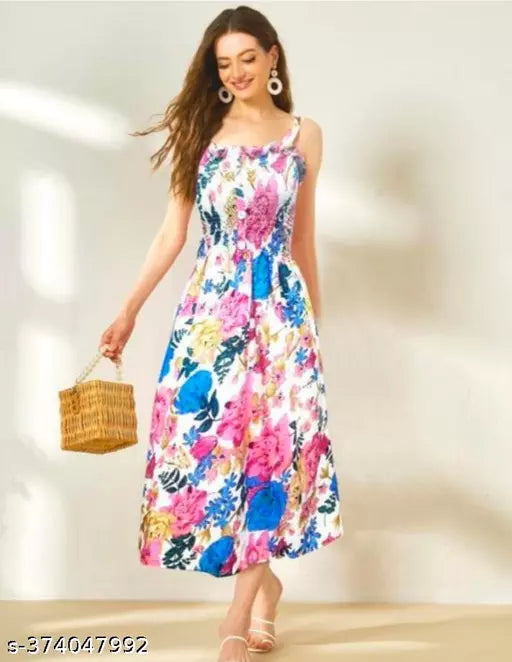 White multicolour women dress