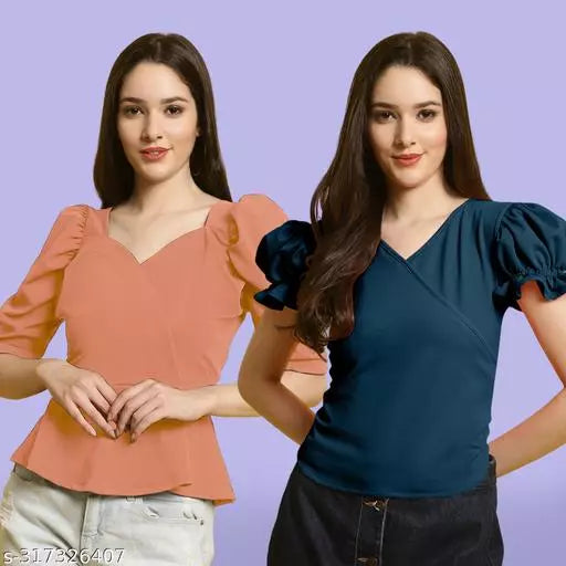 Clasic Casual Fashion Forward Women's Top - Pack of 2