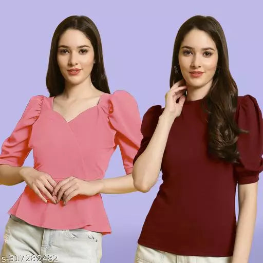 Clasic Casual Fashion Forward Women's Tops - Pack of 2