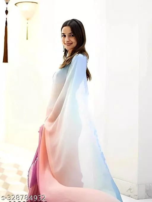 Aliya bhatt saree Georget Silk 4 Colour Pedding Saree