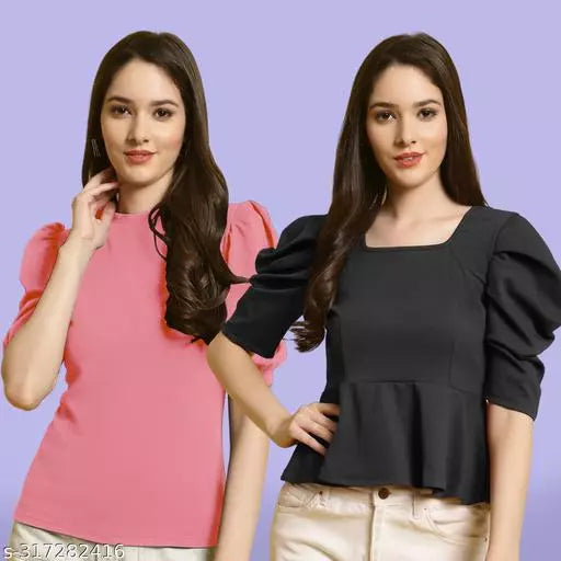 Clasic Casual Fashion Forward Women's Tops - Pack of 2