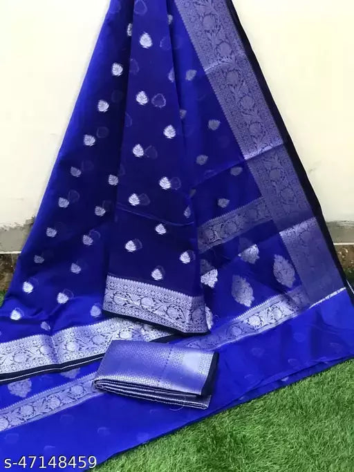 Classic Silver Rupa Booti Banarasi Saree