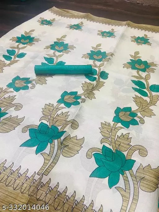 LIGHT WEIGHT FLORAL PRINTED KHADI SILK BLENDED SAREE