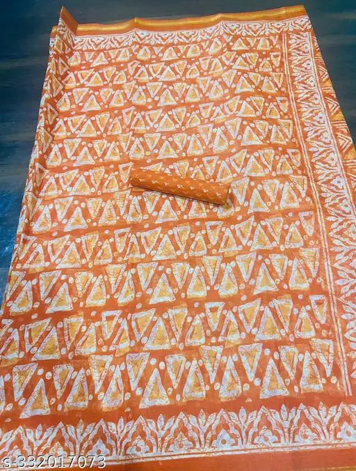 TRIO PRINTED COTTON BLENDED SAREE