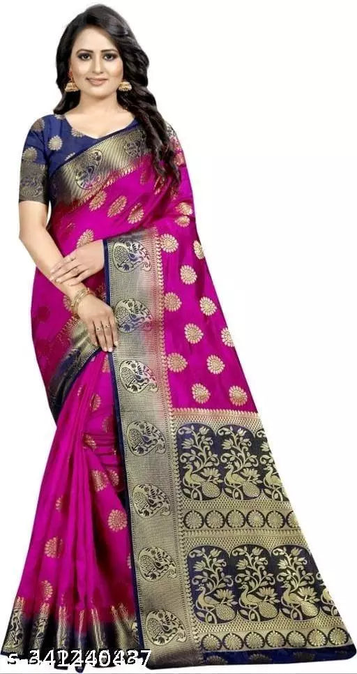 Morpich Fashion   Nylon Banarasi Silk Same Border Saree