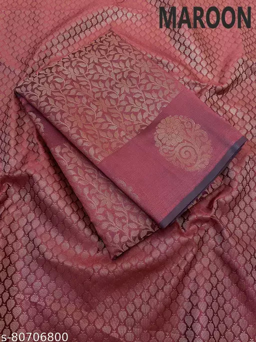 Beautiful Kanchi Semi Pattu Saree With Brocade Pallu Blouse.