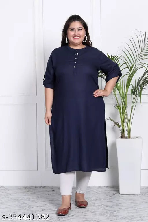 Swasti  Plus Size Women Solid Cotton Blend Straight Kurta