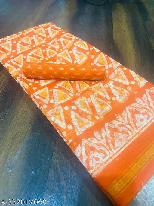 TRIO PRINTED COTTON BLENDED SAREE