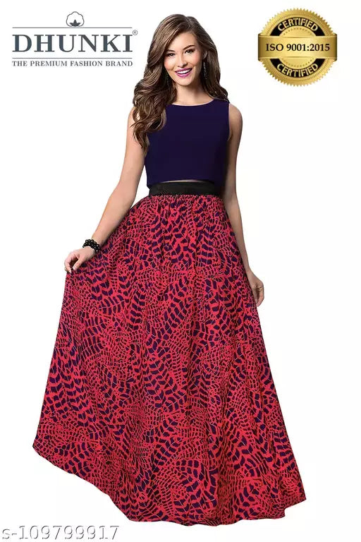 DHUNKI Women's Printed  Top & Bottom Sets