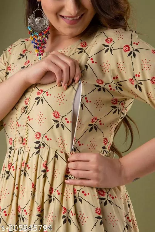 Mialo fashion maternity feeding kurtis for women with both side invisible zip.