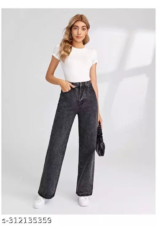 SAANU'S FASHION - STYLISH WIDE LEG DENIM JEANS FOR GIRLS & WOMEN