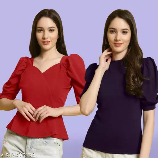 Clasic Casual Fashion Forward Women's Top - Pack of 2