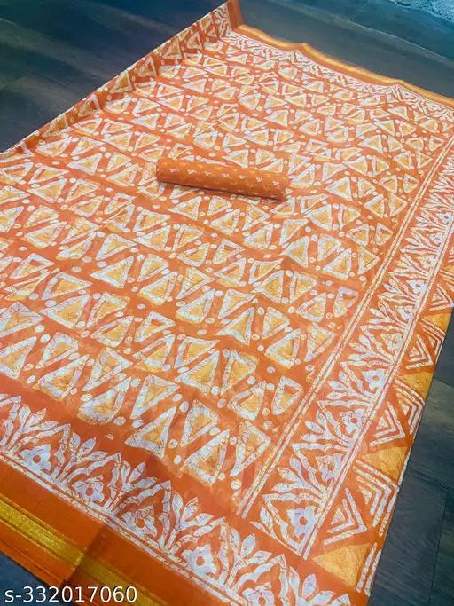 TRIO PRINTED COTTON BLENDED SAREE