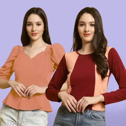 Clasic Casual Fashion Forward Women's Tops - Pack of 2