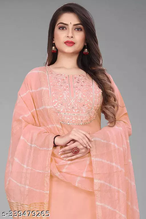 Elegant Women's Orange Kurta Set with Pant  Dupatta  and Stylish Kurti Top: Perfect for Ladies' Dressing with Unique Pajama Design