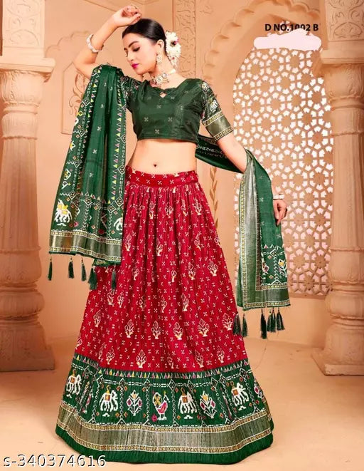 New Women's Red Party Wear Wedding Lehenga Choli Set with Dupatta Dress
