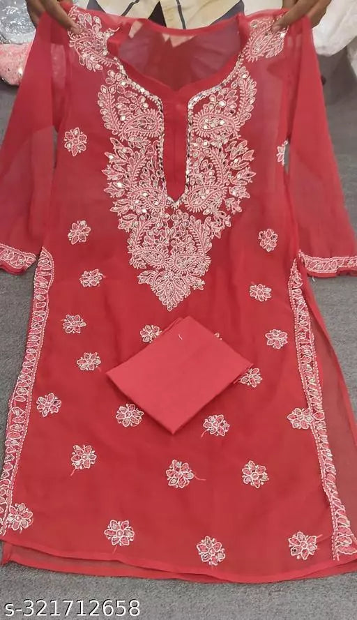 MIRROR CHIKANKARI KURTI WITH INNER