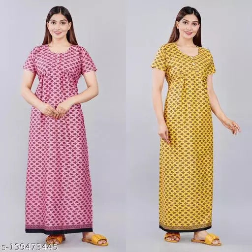 Designer Nighty For Women/Printed Nights For Women Combo Pack Of 2