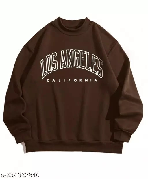 JKP COLLECTION  Unisex  Los Angeles  Full  sleeves Latest Printed Fabric Fleece For Outdoor & Indoor Sweatshirt Brown