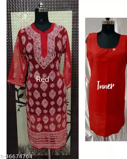 Handwork Chikankari Chiffon boota jaal with inner.