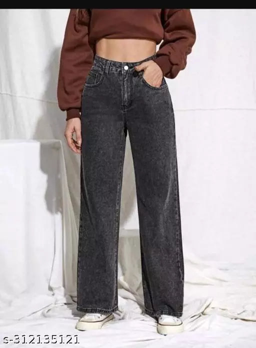 SAANU'S FASHION - STYLISH WIDE LEG DENIM JEANS FOR GIRLS & WOMEN