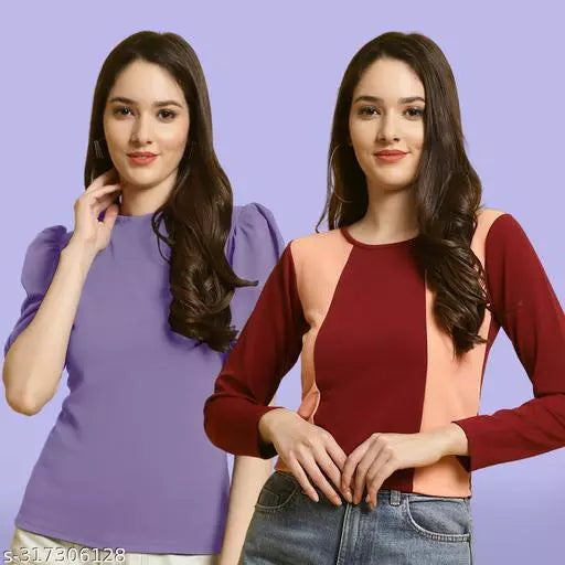 Clasic Casual Fashion Forward Women's Top - Pack of 2