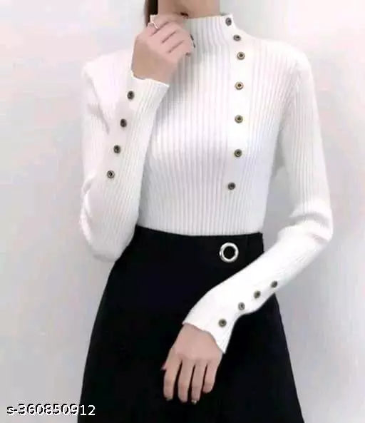 Jkp Collection Women's & Girl's Casual Top For Stylish Lycra Fabric Full Sleeve Solid pattern Perfact Top In Color White