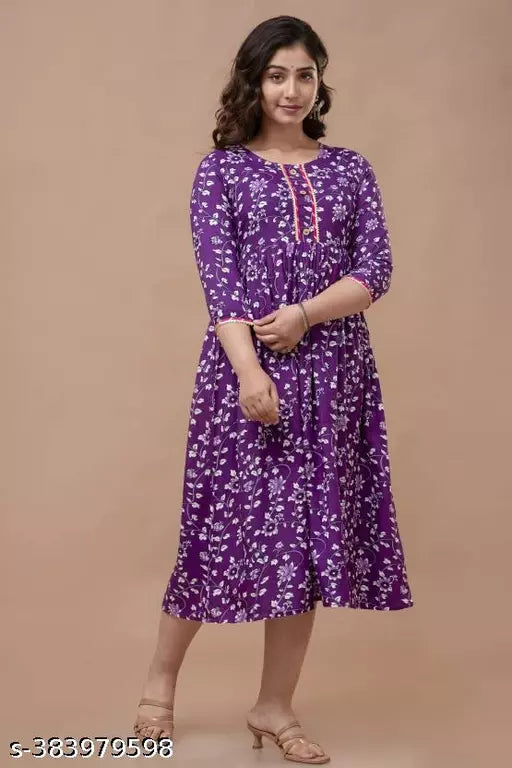 Women's Rayon Printed Anarkali Kurti