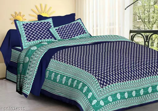 Double Pure Cotton Bedsheet With 2 Pillow Covers