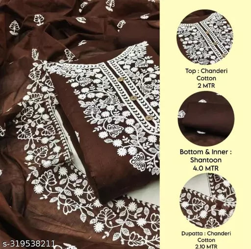 Women"s Exclusive Chanderi With Heavy Embroidery Work Unstiched Dress Materials