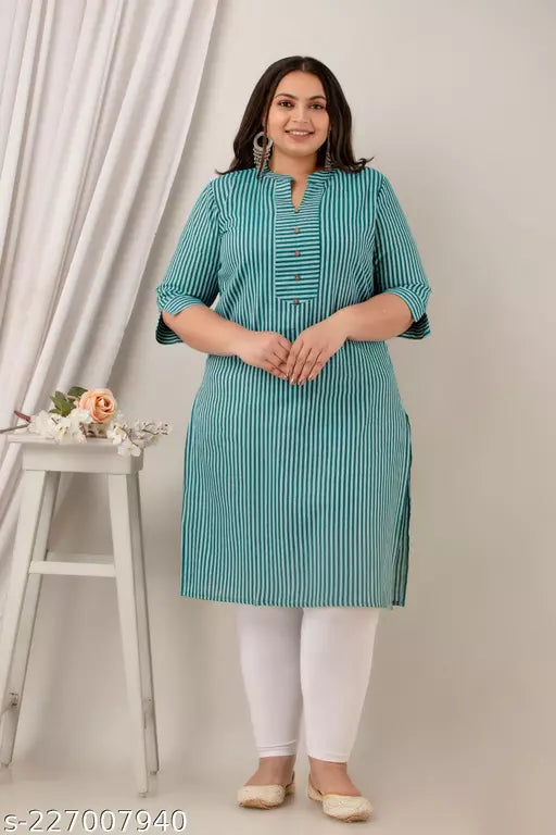 Neerupam Collection Rama Green Cotton Kurti 