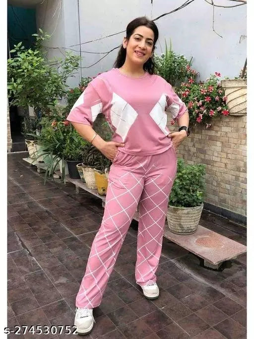 Co Ord Set 2Piece Set Over Sized T-shirt With Wide Leg Palazzo Pant Set Top And Bottom Set Coord Set For Women Printed Top And Boottom Set Matching Top And Bottom Co Ord Sets For Women Co Ord