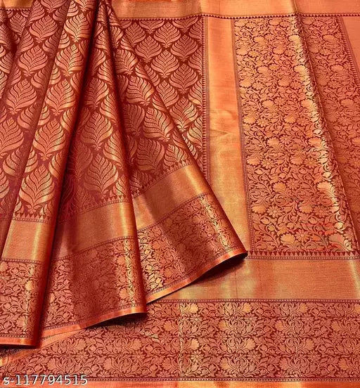Copper Zari Soft Silk Saree